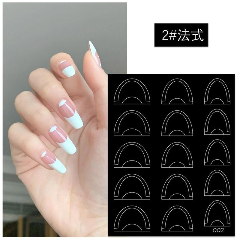 New French Nail Art Stickers Deep V Hollow High Shallow Round Auxiliary Stickers Template A Variety Of Nail Decoration Stickers - Image 5